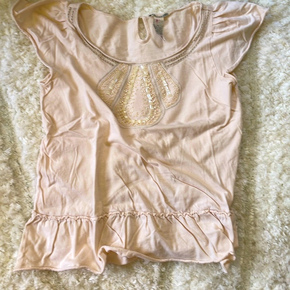 Lucky Brand. Embellished Light Pink Top. Vintage. NWOT. Small.